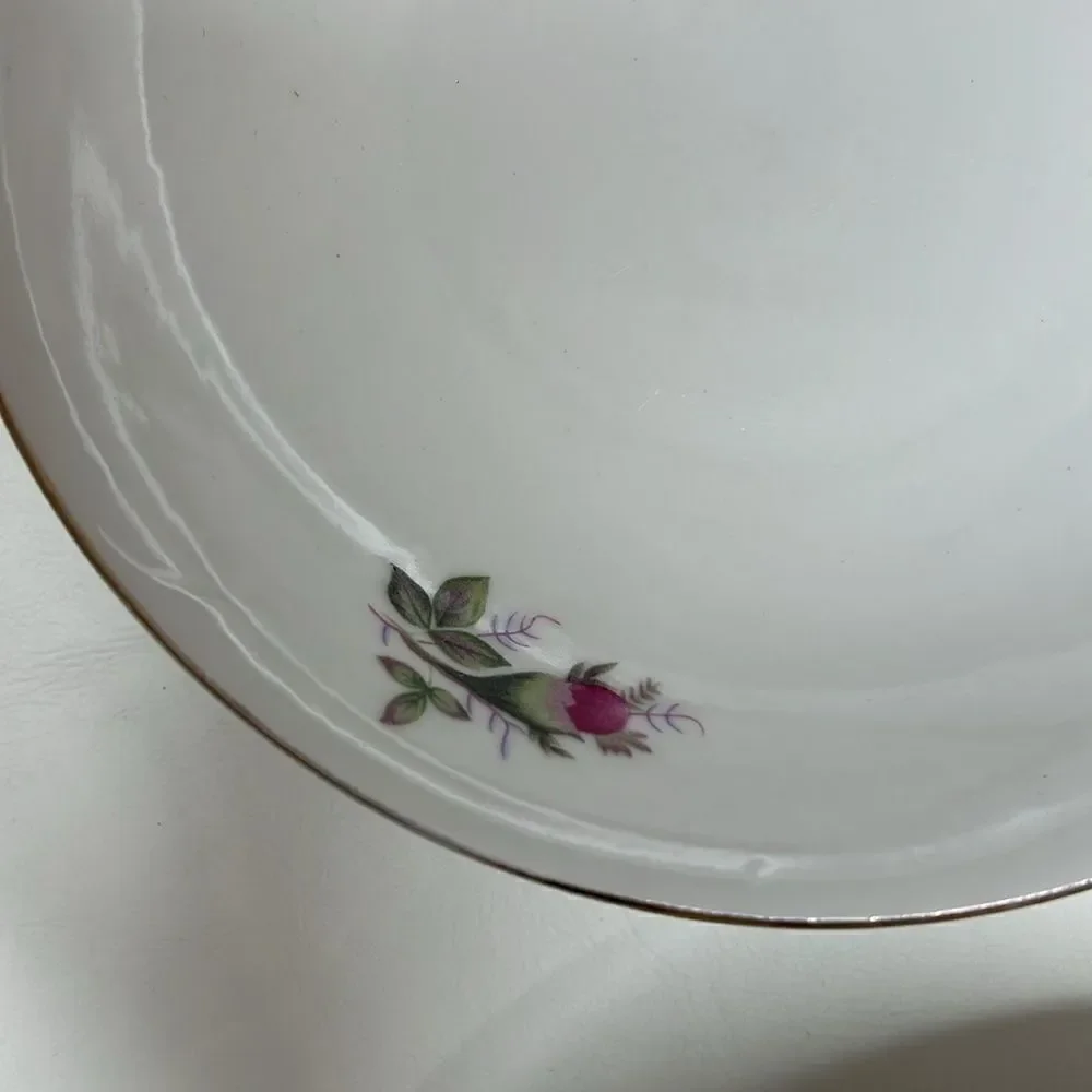 Tea Rose Fine China Vintage Fuschia Pink Gold Trim Set Of 4 Bowls 6 1/4 In Round